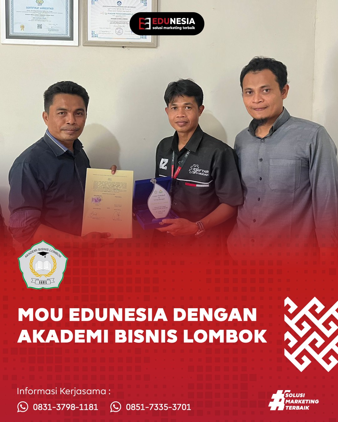 MoU CV. Edukasi Indonesia Jaya dengan Akademi Bisnis Lombok