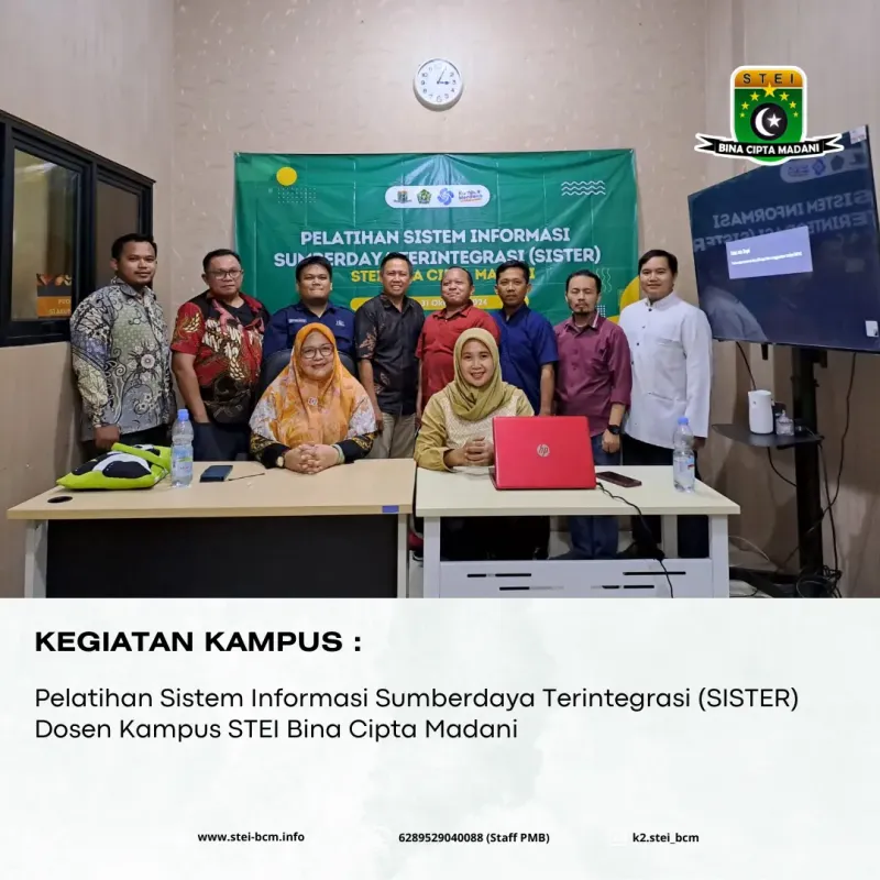 Pelatihan Sistem Informasi Sumberdaya Terintegrasi (SISTER) kampus STEI Bina Cipta Madani