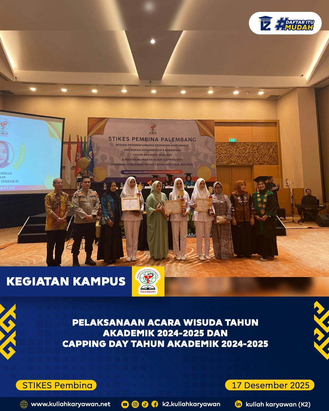 STIKES Pembina Palembang Gelar Wisuda dan Capping Day TA 2024-2025